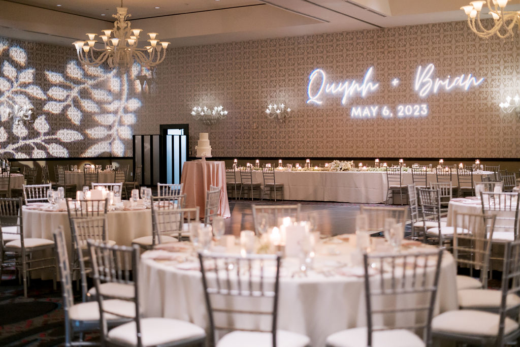 Wedding reception at The Nines Hotel ballroom, Portland, Oregon